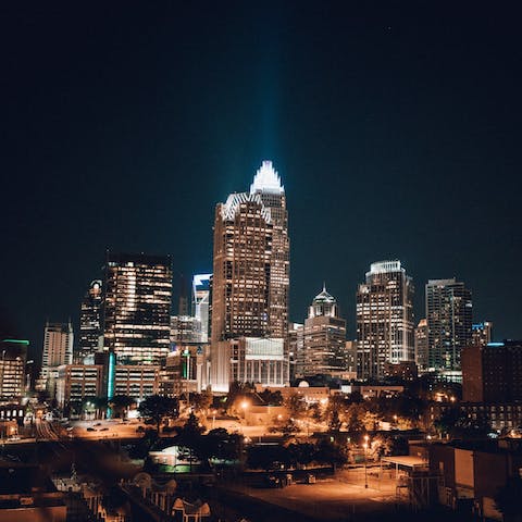 Discover the bright lights of Charlotte from your central location