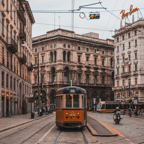 Hop on a tram at Piazza Gramsci to see the sights – the stop is only two minutes away