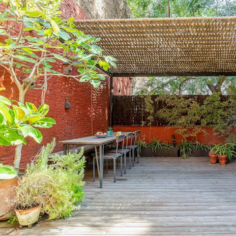 Enjoy long lunches in the shade of the pergola, surrounded by plant life