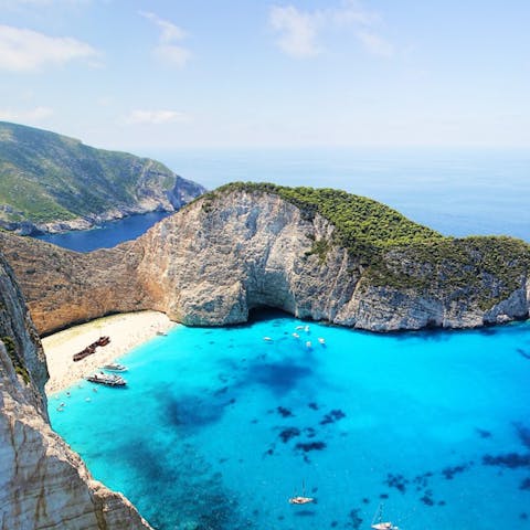 Enjoy a day at one of the beautiful beaches on Zakynthos, starting from as close as ten minutes' drive