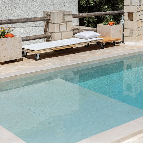 Soak up the Greek sun then cool off in the private pool