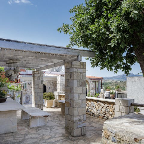 Enjoy countryside and mountain views from the terrace