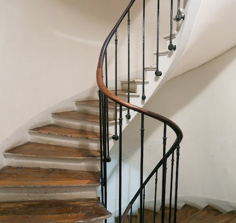 A charming communal spiral staircase