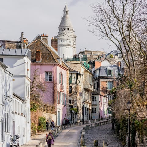 Explore the picturesque streets of Montmartre, fifteen minutes on foot