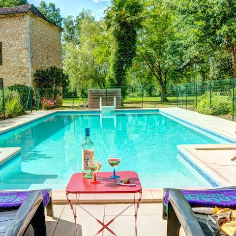 Lounge around the private pool in the sunshine