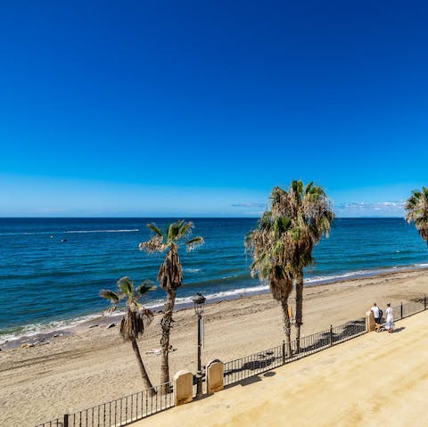 Sunbathe on Playa de la Fontanilla – just a few steps away