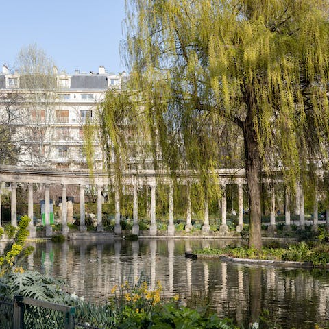 Take an afternoon stroll through beautiful Parc Monceau, six minutes away on foot