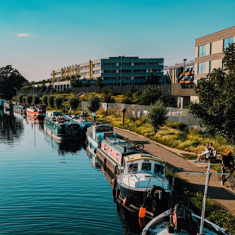 Stroll over to Hackney Wick in twenty-five minutes for craft beer bars and canalside restaurants