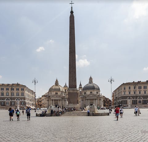 Hit the pavement cafés of Piazza del Popolo in three minutes on foot