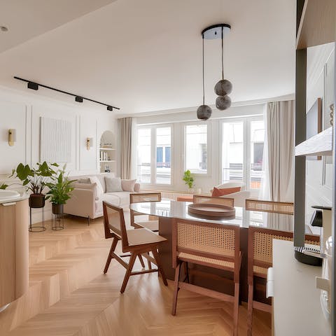 Lay the table for a lazy breakfast in the light-filled living space