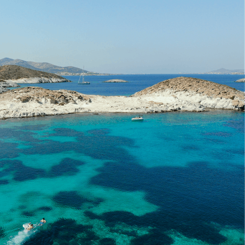 Spend heavenly days exploring the beaches and coves of Antiparos