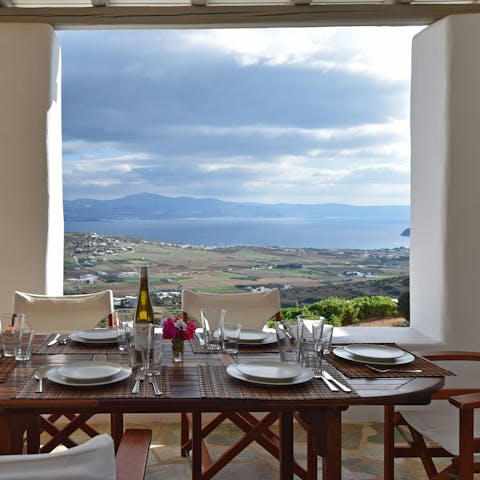 Have your meals overlooking a spectacular sea and island view