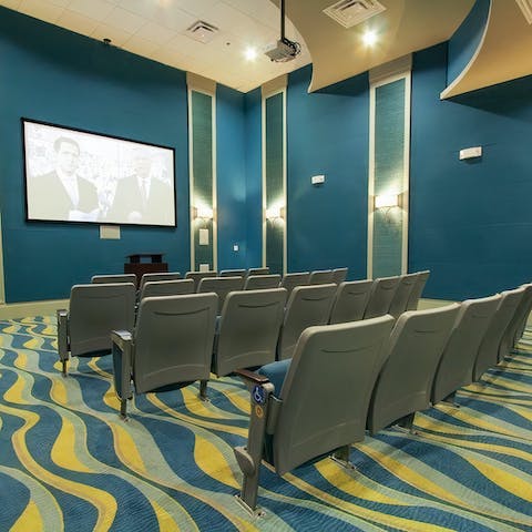 Catch a movie viewing in the on-site cinema