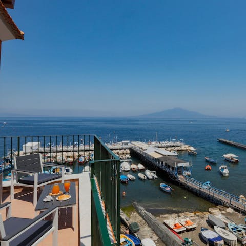 Take in the amazing views of the Tyrrhenian Sea from the private terrace