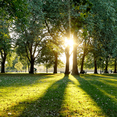 Enjoy a morning jog through Hyde Park, a short walk away