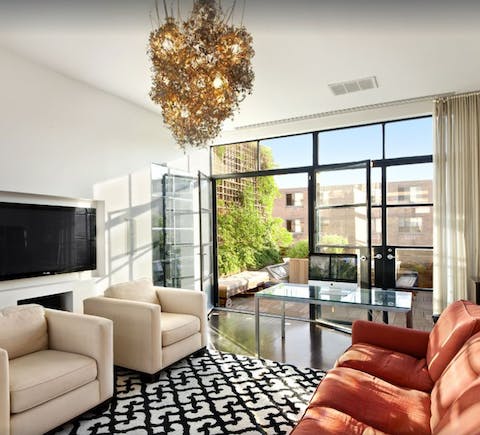 The media room and rooftop terrace