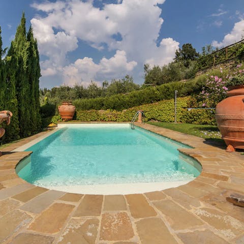 Take a dip in the private pool, surrounded by the beautiful garden