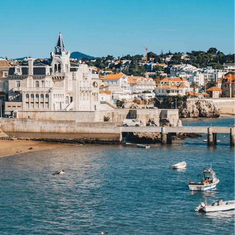 Stay in the centre of Cascais, a two-minute walk from the beach and marina