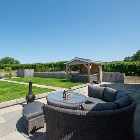 Gather around the bistro table for nibbles and drinks alfresco