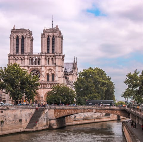 Stroll just a few minutes to Notre-Dame to admire the architecture