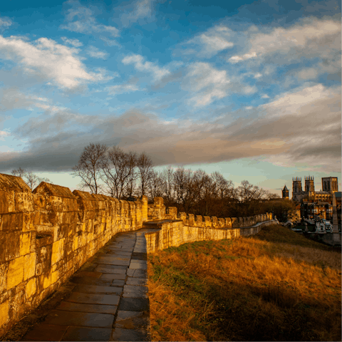Visit York's City Walls before exploring the Minster, just a five-minute walk from your home
