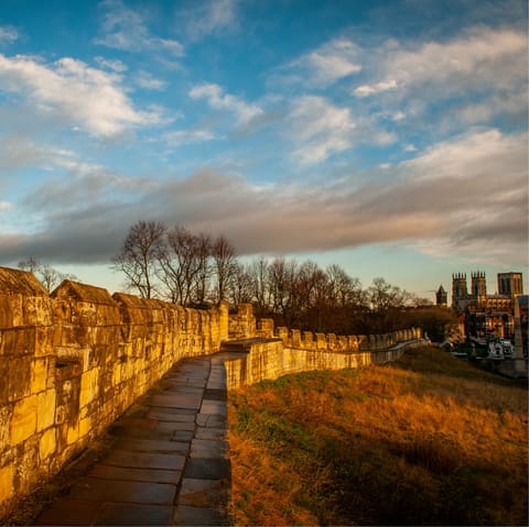 Visit York's City Walls before exploring the Minster, just a five-minute walk from your home