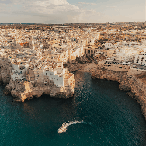 Pay a visit to Polignano a Mare for stunning beaches, half an hour from your home