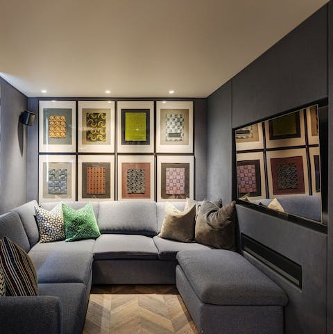 Watch a film in the dedicated cinema room, with its soundproofed walls, flatscreen TV and wireless Sonos speakers