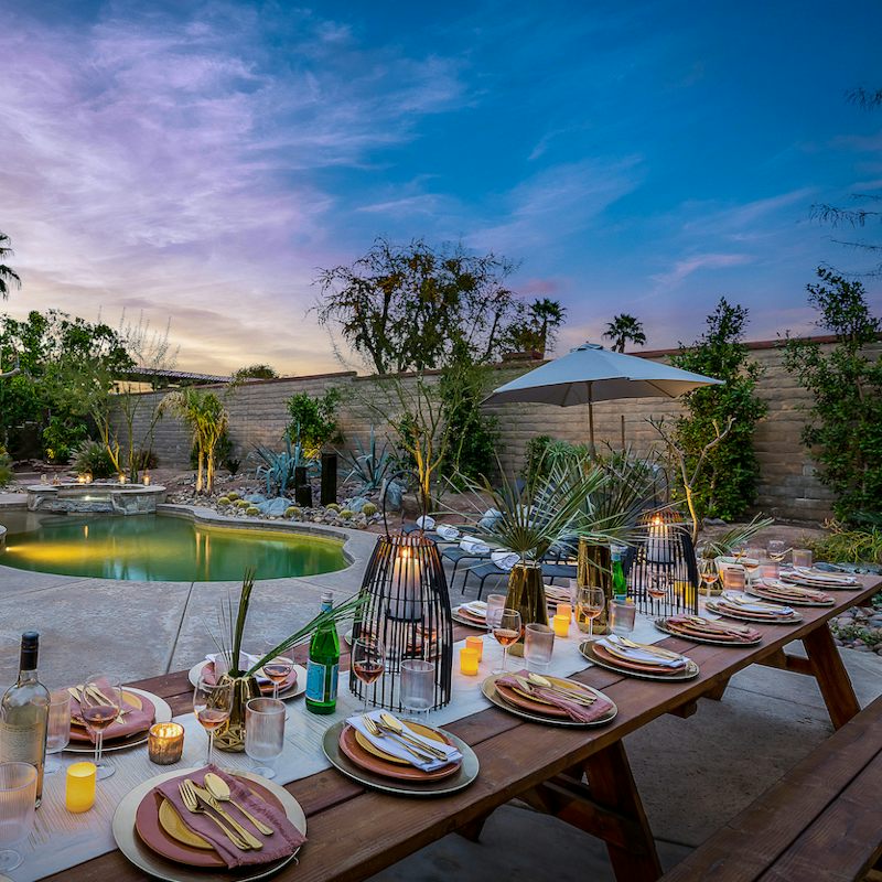Dine alfresco late into the balmy California evening