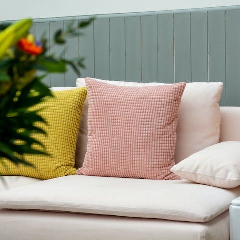 Comfortable interiors are plush in pastel