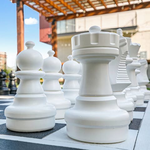 Challenge your loved ones to a game of giant chess in the garden