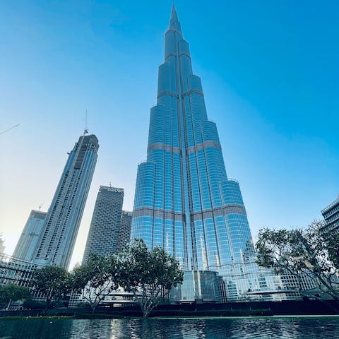 Visit the unmistakable Burj Khalifa, a short drive from your building