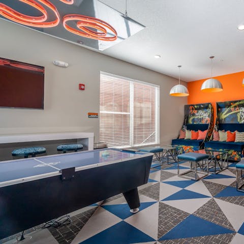 Play some air hockey or other games in the communal  lounge