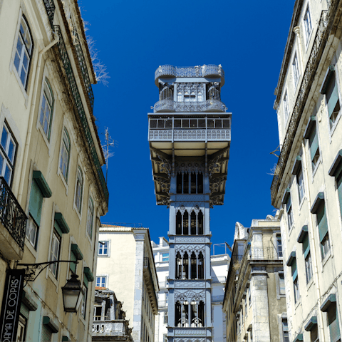 Head up the Santa Justa lift for incredible city views, just seven minutes from home