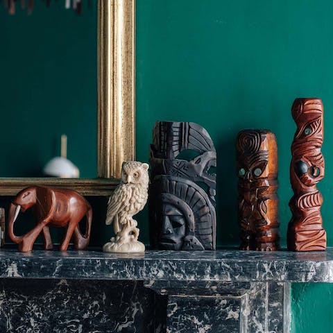 Eclectic pieces of art and sculpture