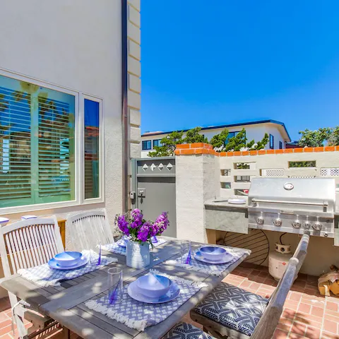 Dine alfresco in the patio where you can smell the sea air