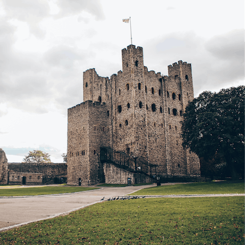 Visit the 12th-century Rochester Castle, a five-minute drive away