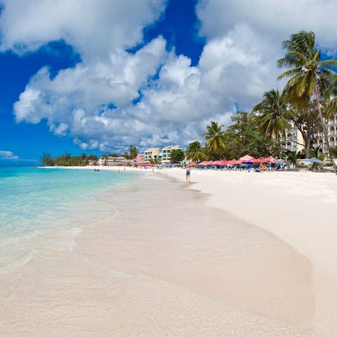 Sunbathe on pure white sand or swim in turquoise sea on Dover Beach, right next to your accommodation