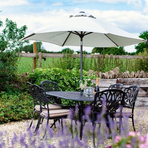 Light the barbecue and enjoy the views from the courtyard