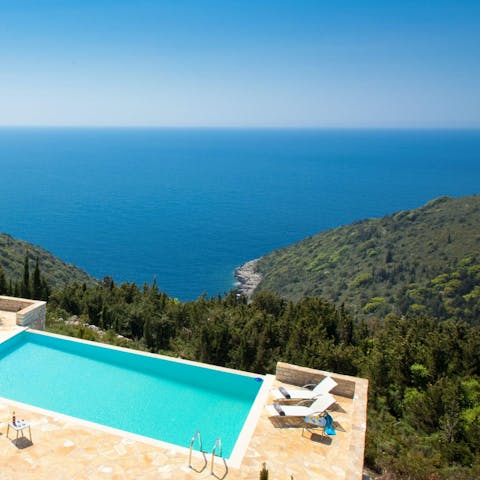 Enjoy views over Avlaki Bay from the poolside and balconies