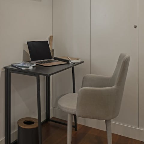 Keep in touch with the office at the home's dedicated workspace
