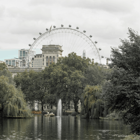 Hop on the District line and visit St James Park near Buckingham Palace