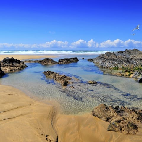 Walk to the sandy Cornish beaches, just half a mile away