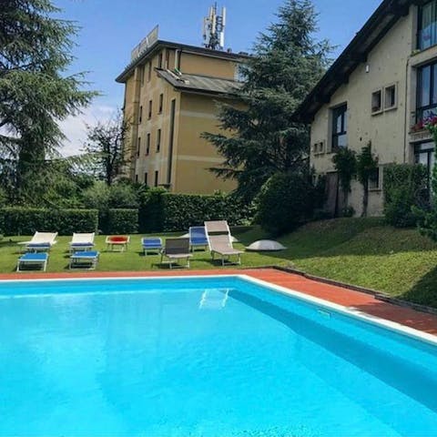 Cool off from the Italian sun in the shared pool