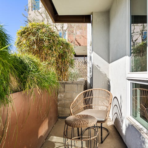 Sip your morning coffee on the balcony and soak up the California sunshine