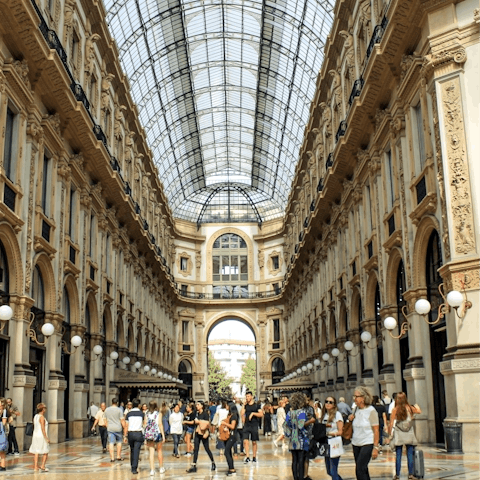 Hit the shops in the beautiful Galleria Vittorio Emanuele II, nine minutes' walk from the home