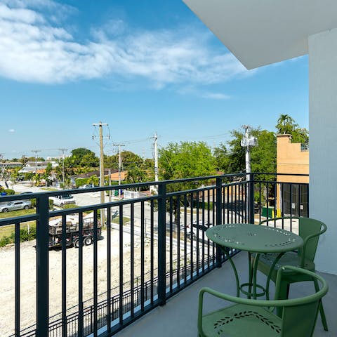 Start your day with coffee out on the balcony