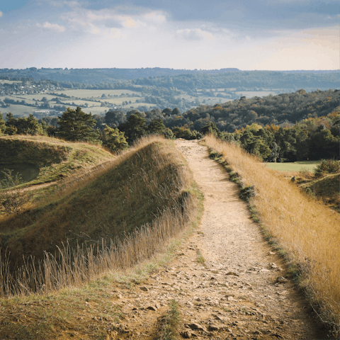 Drink in the scenery as you hike the trails in nearby Painswick