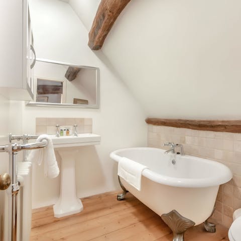 Soak in the roll top bath after a day exploring the Cotswolds