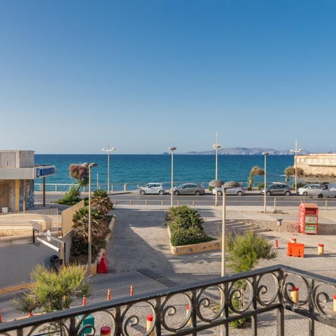 Admire the beautiful Cretan Sea from the balcony